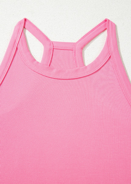 Sachet Pink Slim Ribbed Tank Top and Sweatpants Set