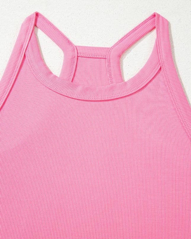 Sachet Pink Slim Ribbed Tank Top and Sweatpants Set
