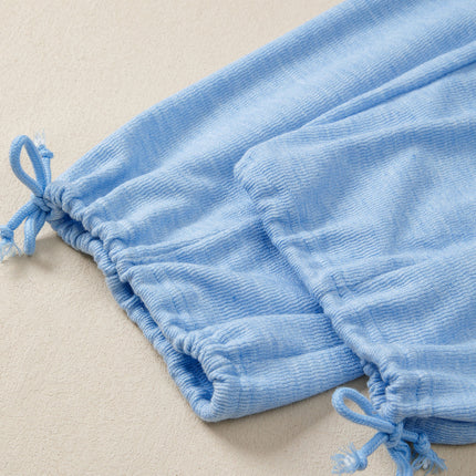 Beau Blue Cap Sleeve Matching Top and Jogger Pants Set