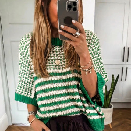 Red 3/4 Draped Sleeve Slouchy Sweater