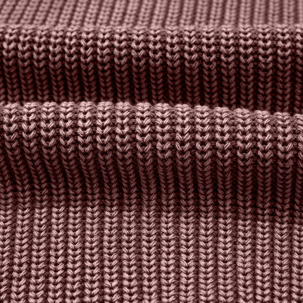 Dark Brown Washed Knit Button Polo Collar Loose Sweater