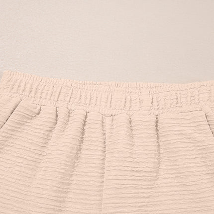 Pink Textured V Neck T Shirt and Shorts Set