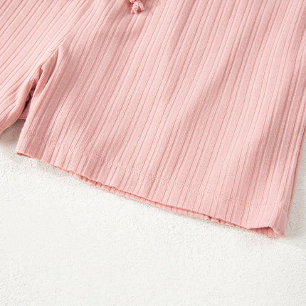 Gossamer Pink Ribbed Button V Neck Tank Top and Shorts Set