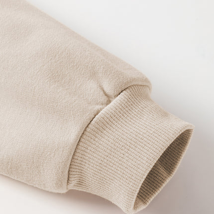 Parchment Knit Crochet Exposed Seam Ribbed Trim Sweatshirt
