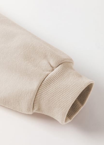 Parchment Knit Crochet Exposed Seam Ribbed Trim Sweatshirt