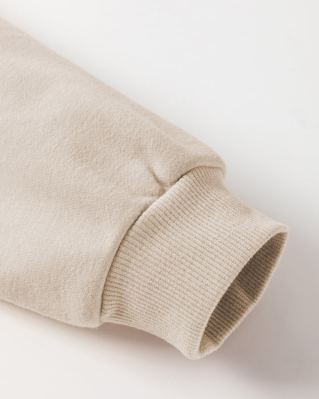 Parchment Knit Crochet Exposed Seam Ribbed Trim Sweatshirt