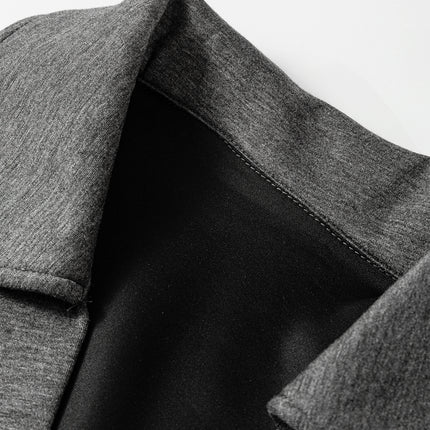 Medium Grey Collared V Neck Pullover Sweatshirt Sweatpants Set