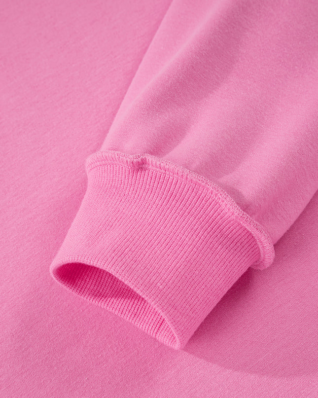 Bright Pink Oversize Drop Shoulder Reversible Mock Neck Sweatshirt