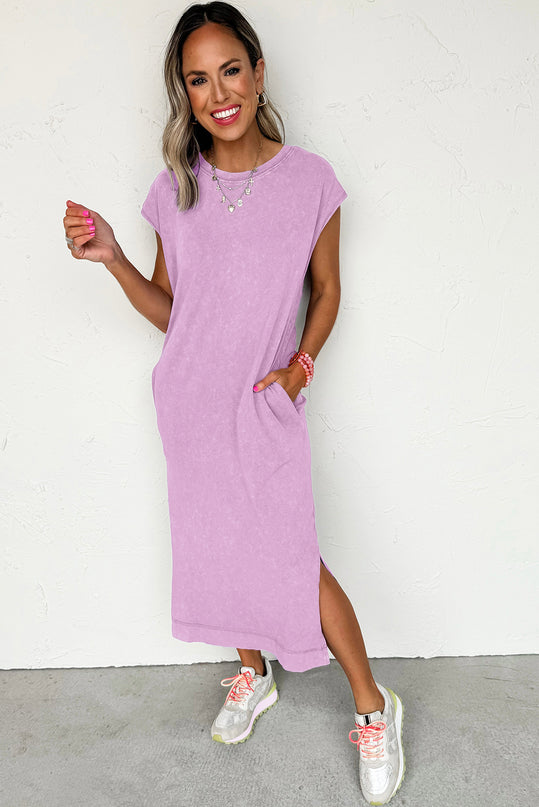 Carrot Pocketed Long T-shirt Dress