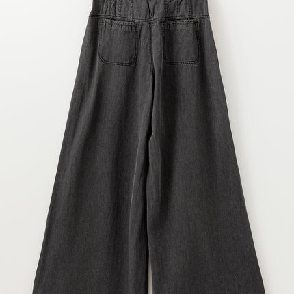 Button Fly Waist Wide Leg Jeans