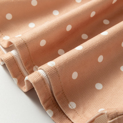 Khaki Polka Dot Print Drawstring Wide Leg Pants