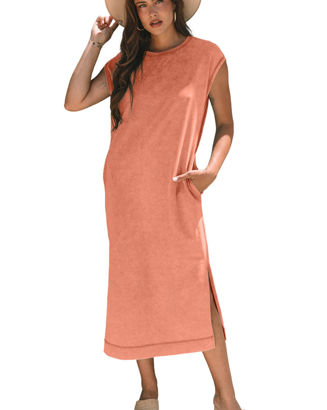 Carrot Pocketed T-shirt Long Dress