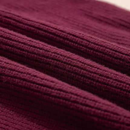 Burgundy Lace Bowknot Asymmetric Neck Sweater