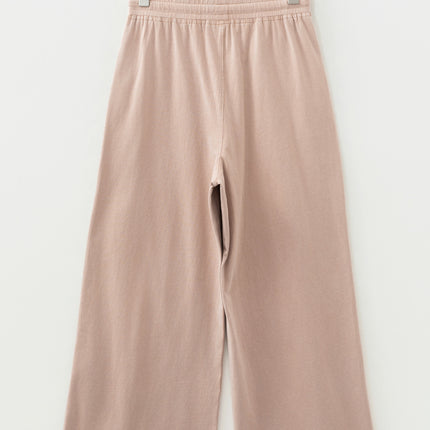 Smoke Gray Solid Color Piping Trim Pocketed Wide Leg Pants