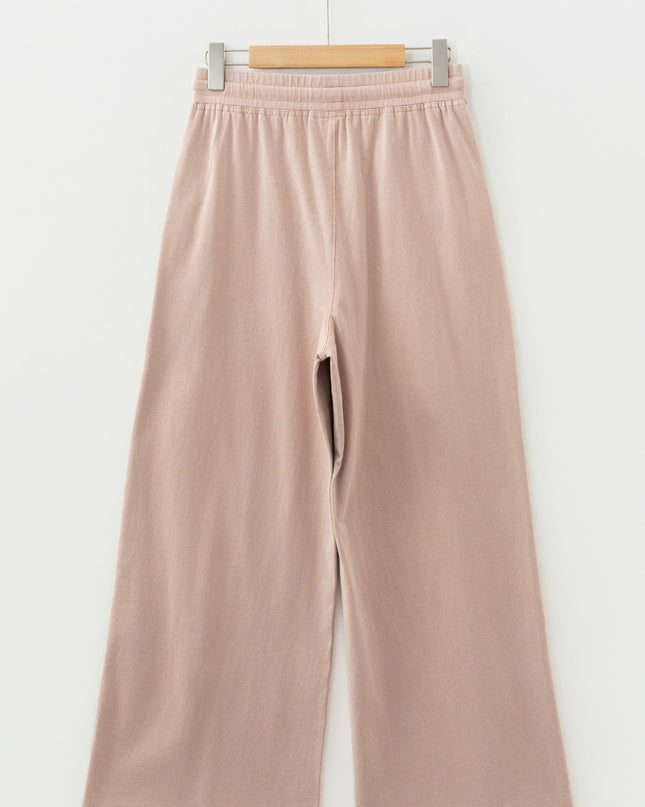 Smoke Gray Solid Color Piping Trim Pocketed Wide Leg Pants