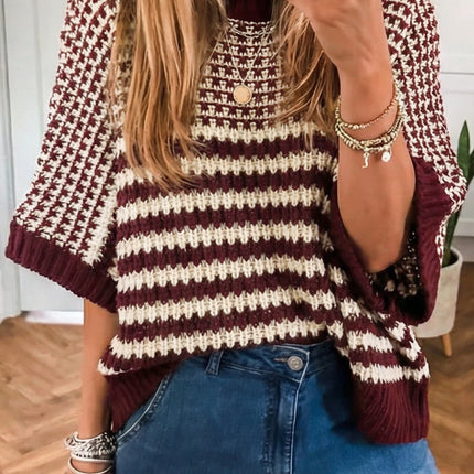 Red 3/4 Draped Sleeve Slouchy Sweater