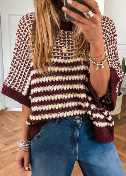 Red 3/4 Draped Sleeve Slouchy Sweater