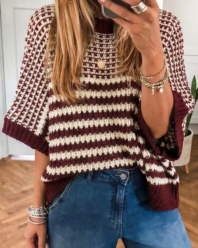 Red 3/4 Draped Sleeve Slouchy Sweater