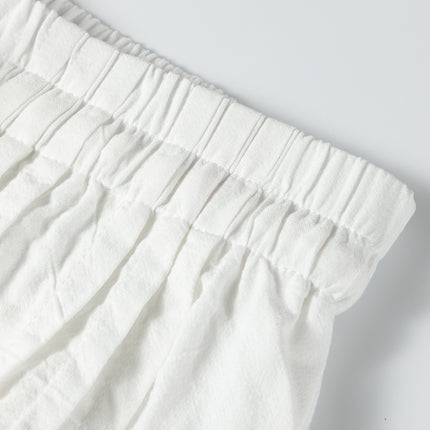 Jet Stream Drawstring Elastic Waist Button Pleated Detail Wide Leg