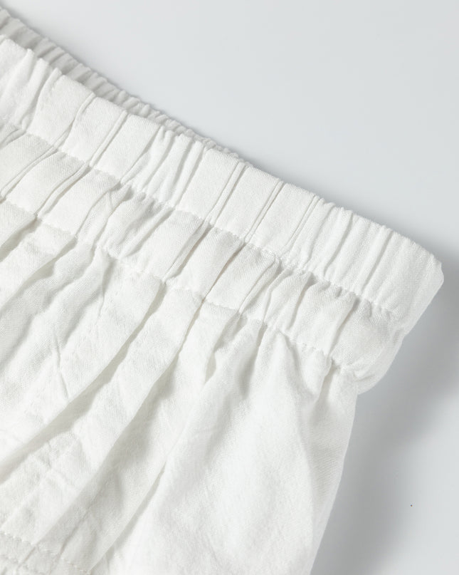 Jet Stream Drawstring Elastic Waist Button Pleated Detail Wide Leg