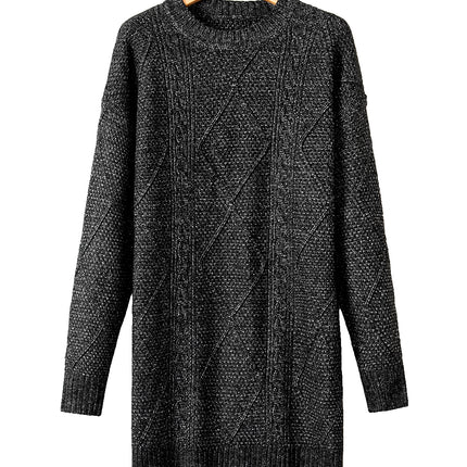Cable Knit Drop Shoulder Sweater Dress