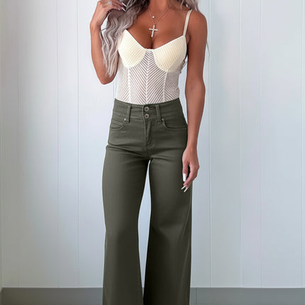 Mist 2-Button High Waist Flared Bottom Jeans