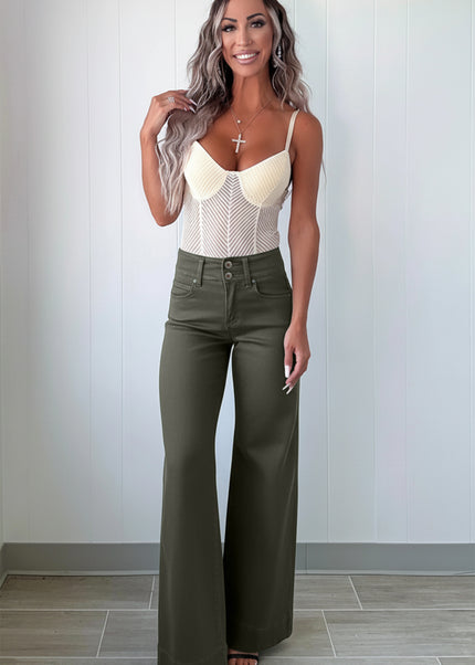 Mist 2-Button High Waist Flared Bottom Jeans