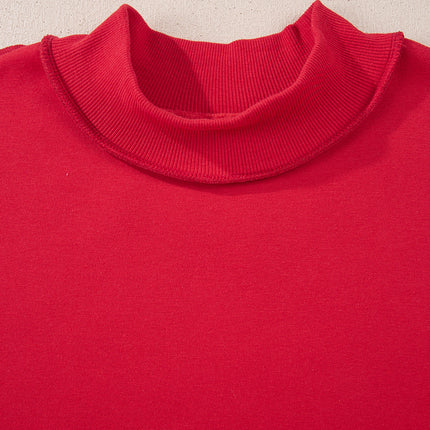 Bright Pink Oversize Drop Shoulder Reversible Mock Neck Sweatshirt