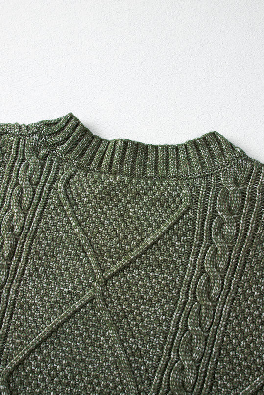 Cable Knit Drop Shoulder Sweater Dress