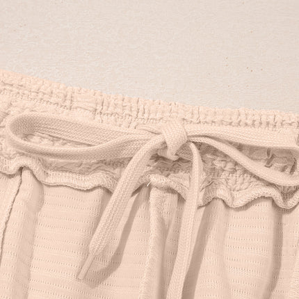 Pink Textured V Neck T Shirt and Shorts Set