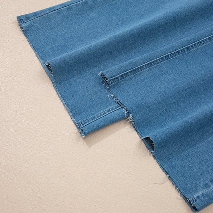 Dusk Blue Retro Washed Patch Pocket Loose Jeans