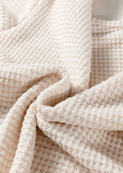 Jet Stream Solid Color Textured Knit Asymmetric Shoulder Long Sleeve Top