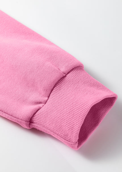 Bright Pink Oversize Blessed Embroidered Mock Neck Sweatshirt