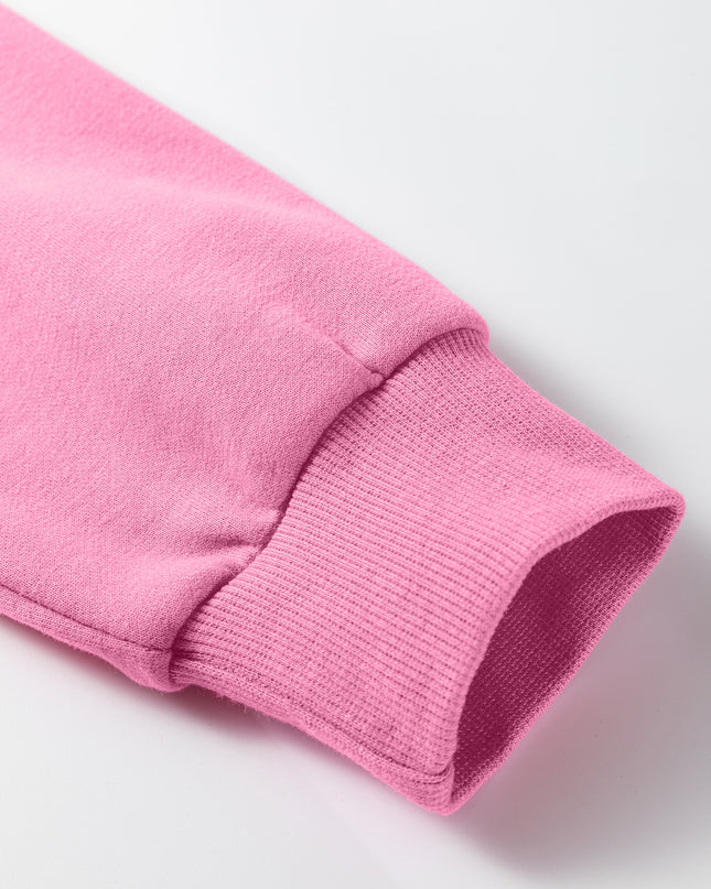 Bright Pink Oversize Blessed Embroidered Mock Neck Sweatshirt