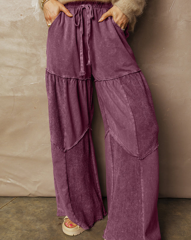 Ashleigh Blue Careys Tiered Wide Leg Patchwork Drawstring Pants