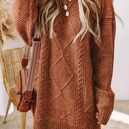 Parchment Cable Knit Drop Shoulder Loose Fit Sweater Dress