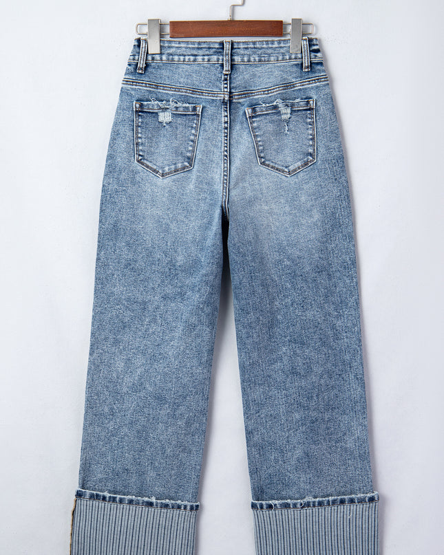 Ashleigh Blue Cuffed Straight Loose Jeans