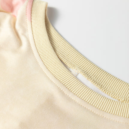 Khaki Washed French Terry Flower Print Sweatshirt