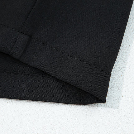 Black Pleated Detail Pull On High Elastic Waist Loose Straight Pants