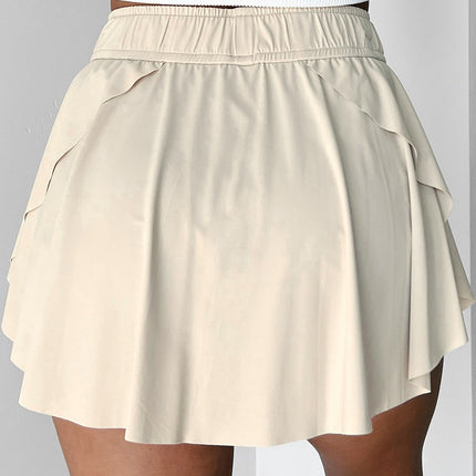 Black Drawstring High Waist Lined Tennis Skorts