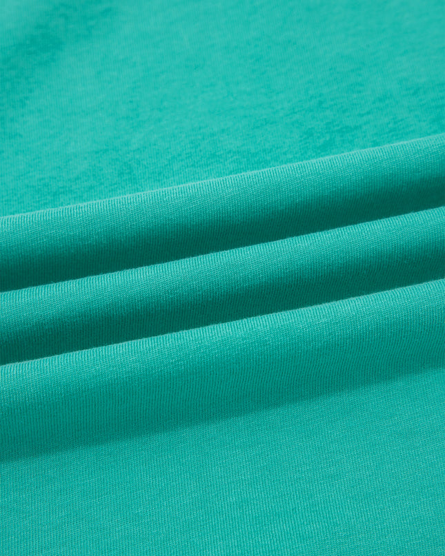 Sea Green Drawstring Elastic Waist Raw Hem Loose Pants