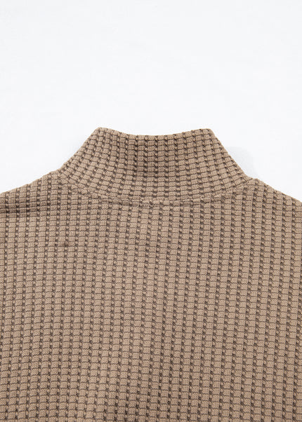 Casual Solid Color Textured Snap Button Collared Baggy Top