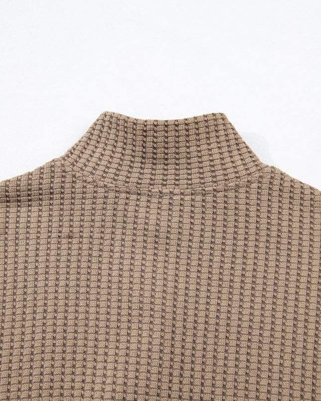 Casual Solid Color Textured Snap Button Collared Baggy Top