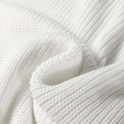 White Asymmetric Neck Drop Shoulder Baggy Slouchy Sweater