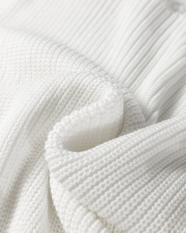 White Asymmetric Neck Drop Shoulder Baggy Slouchy Sweater