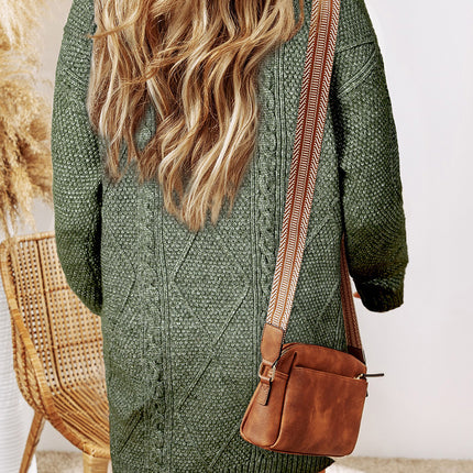 Parchment Cable Knit Drop Shoulder Loose Fit Sweater Dress