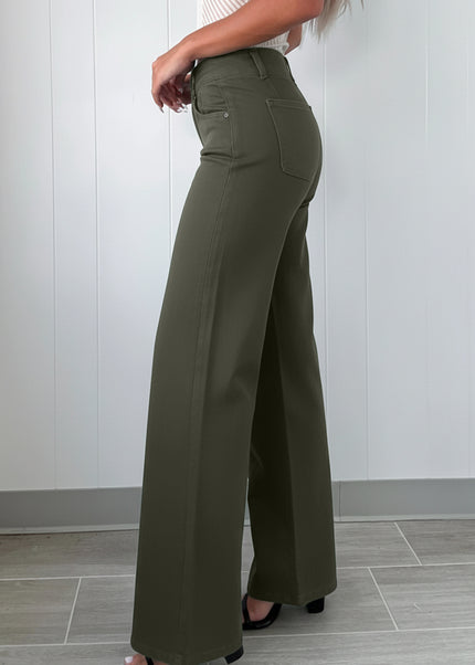 Mist 2-Button High Waist Flared Bottom Jeans