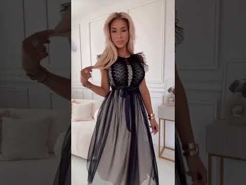 Black Tulle Dress with Ribbon and Dots – Giuseppina