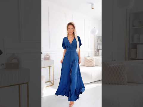 Navy Blue Glitter Long Dress with Sleeves – Jennifer