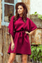 287-18 SOFIA Butterfly dress with a binding at the waist - Burgundy color